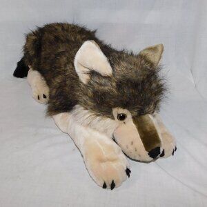 Wild Republic 40" Realistic plush Laying Timber Wolf Jumbo Large Stuffed animal